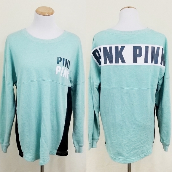 VS PINK aqua sweatshirt mint green mesh sides small - Picture 2 of 7